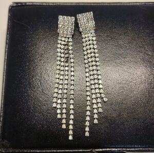 Elegant Silver Crystal Dangle Earrings